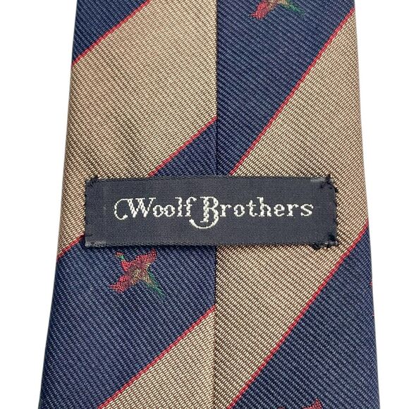 Vintage Woolf Brothers Belgravia Countess Mara Tie Blue Brown Red , Preowned - Picture 2 of 6